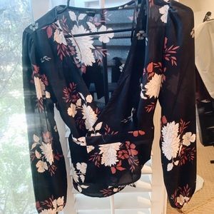 Black Floral Tied Blouse